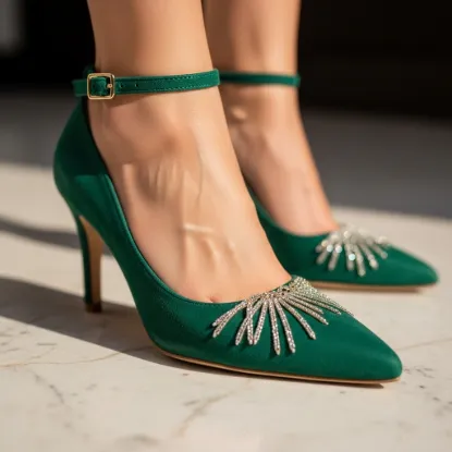 İnce Bantlı Süet Kadın Topuklu Ayakkabı